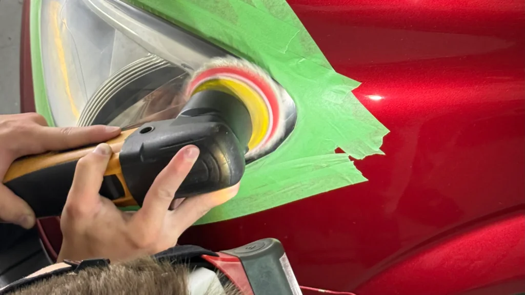 sanding headlights and polishing