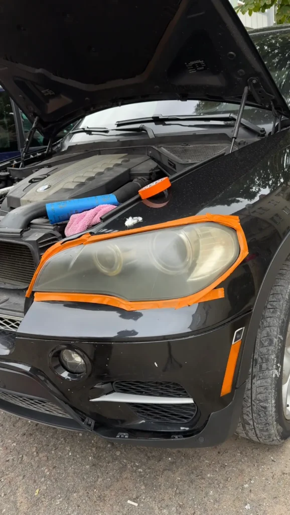 Faded yellow headlightb restoration diy turbo hands
