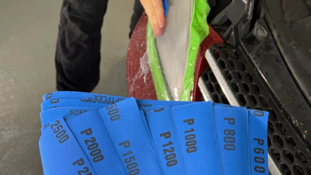 sanding paper for headligh restoration and polishing detailing turbo hands